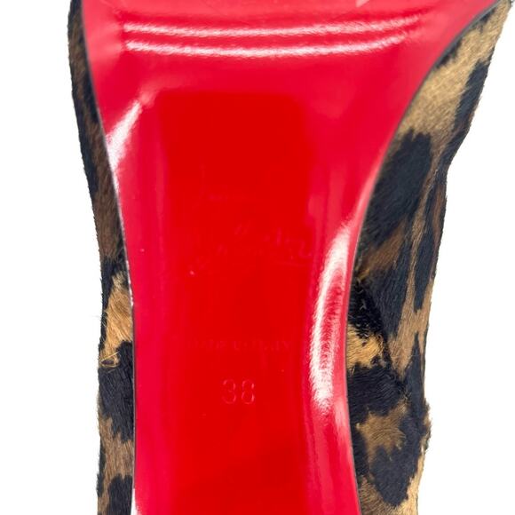 NEW Christian Louboutin Astrilarge Booty 100 Leopard Print Hair On Boots 38 - Picture 7 of 7